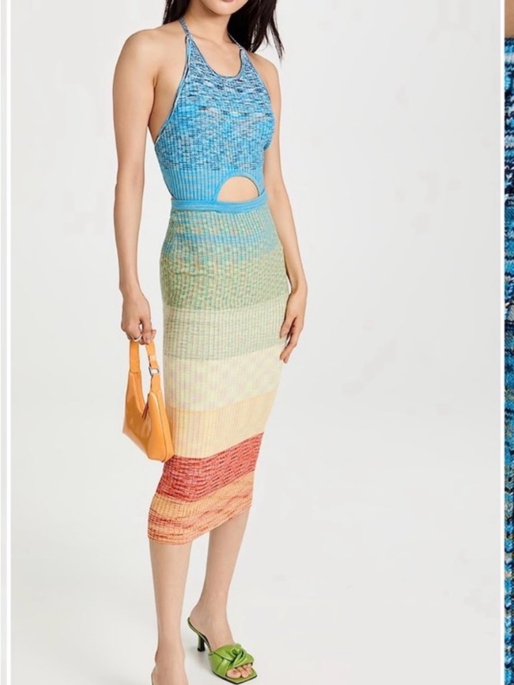 STAUD Edesia Dress Rainbow Multi Knit Midi Cutout Size M SOLD OUT